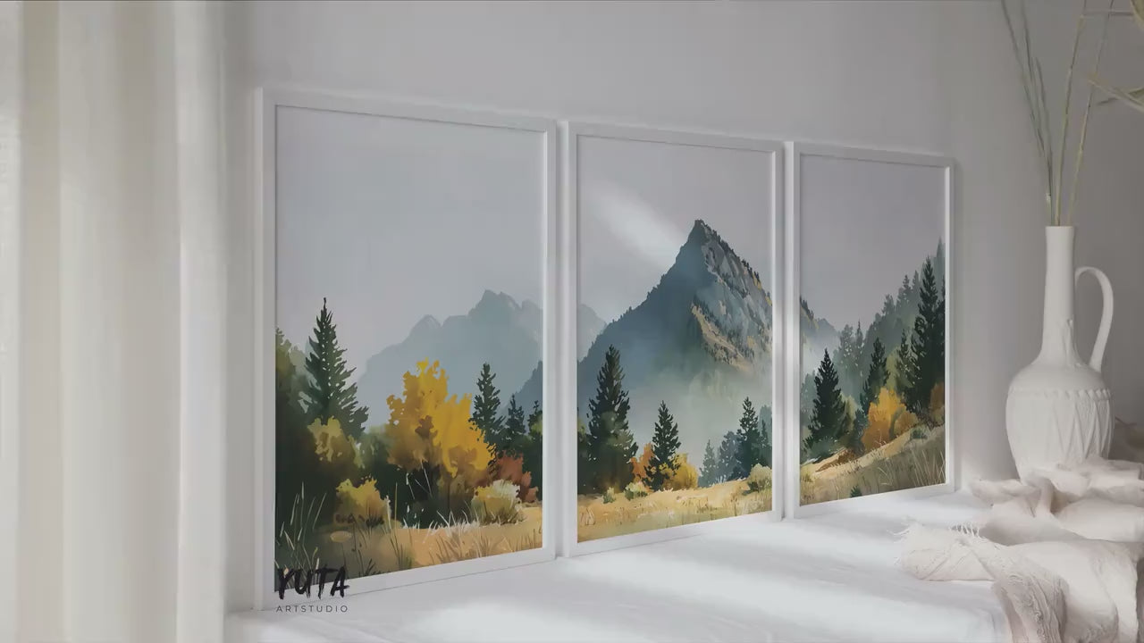 Mountain Landscape Art Print Set of 3