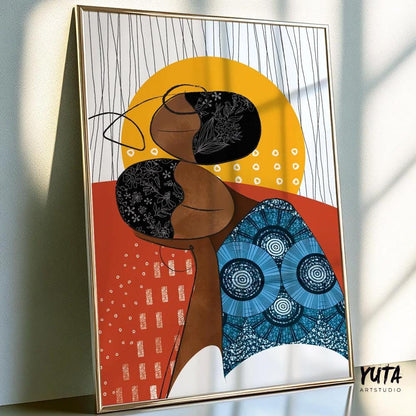Minimalist modern woman portrait celebrating African identity.