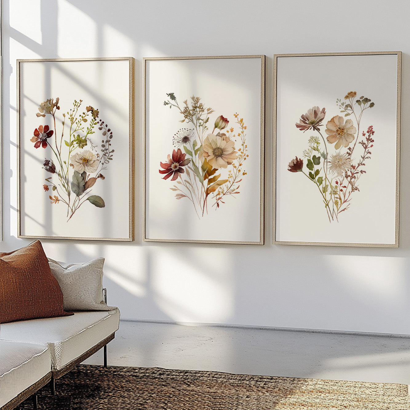 Cottagecore botanical artwork with watercolor-inspired flowers
