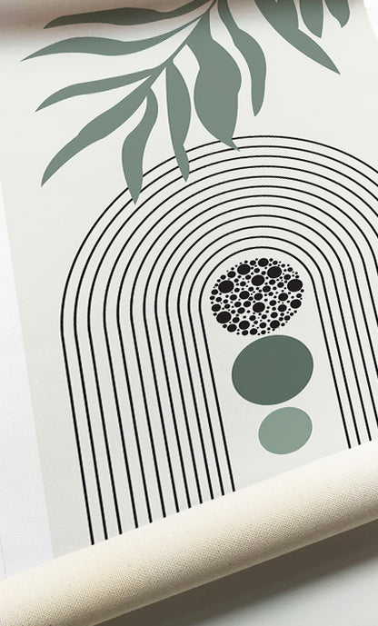 Sage green botanical artwork designed for contemporary living rooms and bedrooms