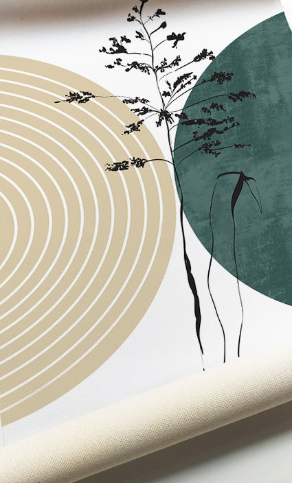 Organic Modern botanical prints in sage green, beige, ivory, and black tones