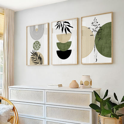 Contemporary botanical wall art combining abstract arches with elegant plant illustrations