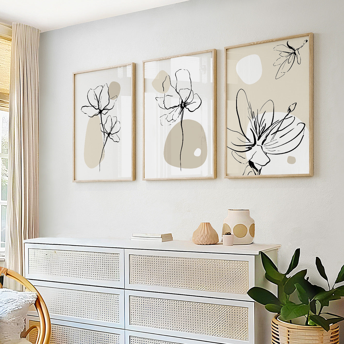 Modern botanical gallery wall for Scandinavian interiors