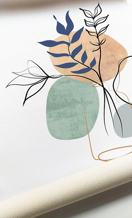 Botanical wall décor with abstract foliage and organic color palette for modern interiors