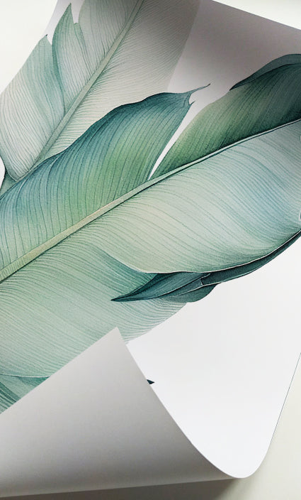 Contemporary botanical print set in soft green tones