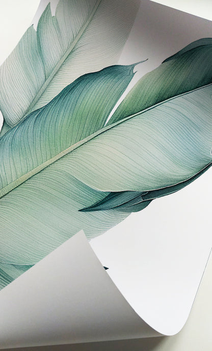 Contemporary botanical print set in soft green tones