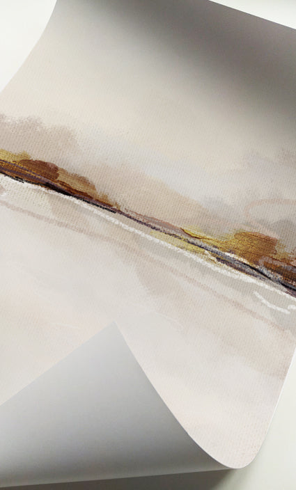 Beige abstract lake artwork for living room or bedroom