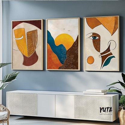 Modern abstract african art set of 3 prints. Contemporary colorful african wall art. Minimalist poster gallery wall set aesthetic room decor