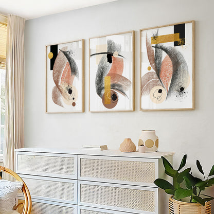 Luxury abstract wall art with expressive painterly textures and modern geometric design