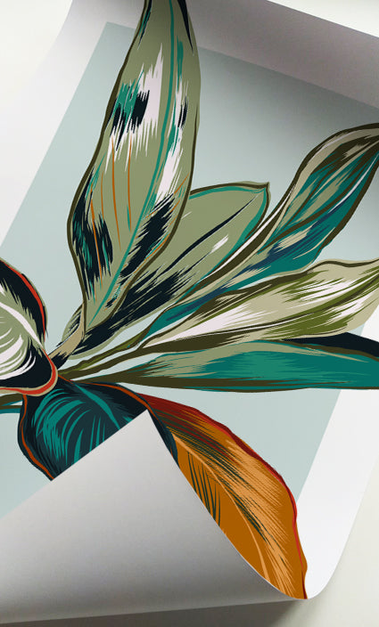 Colorful botanical artwork for living room, bedroom, and dining room décor