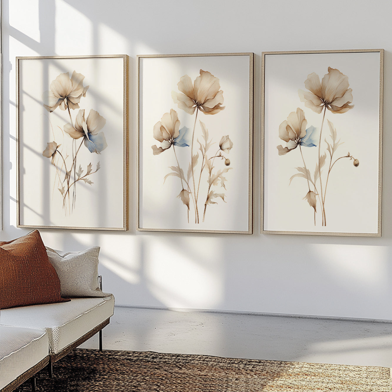 Neutral botanical artwork for bedroom and living room décor