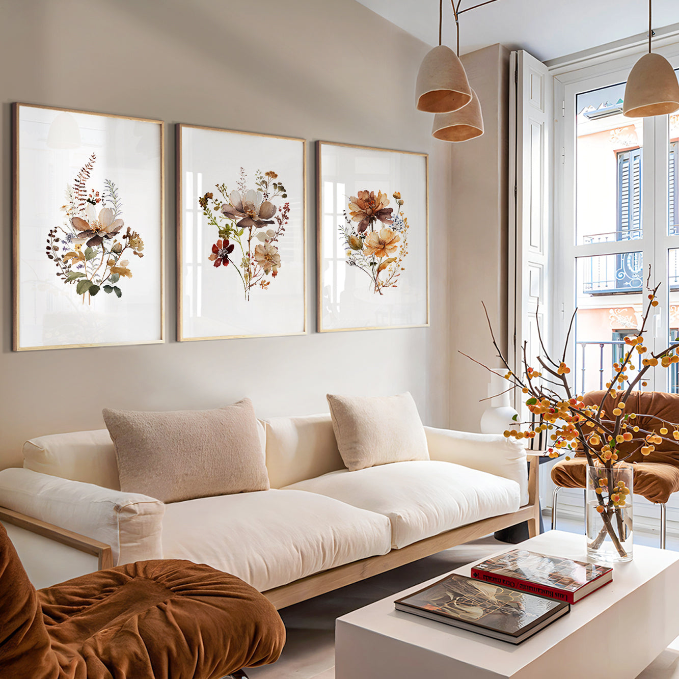 Watercolor flower wall art for Organic Modern interiors