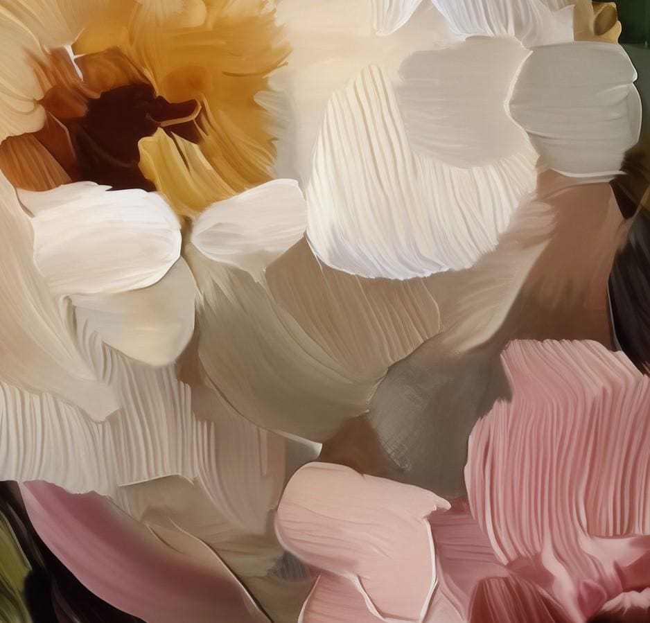Contemporary floral canvas art showcasing white flowers and impressionist brushstroke textures