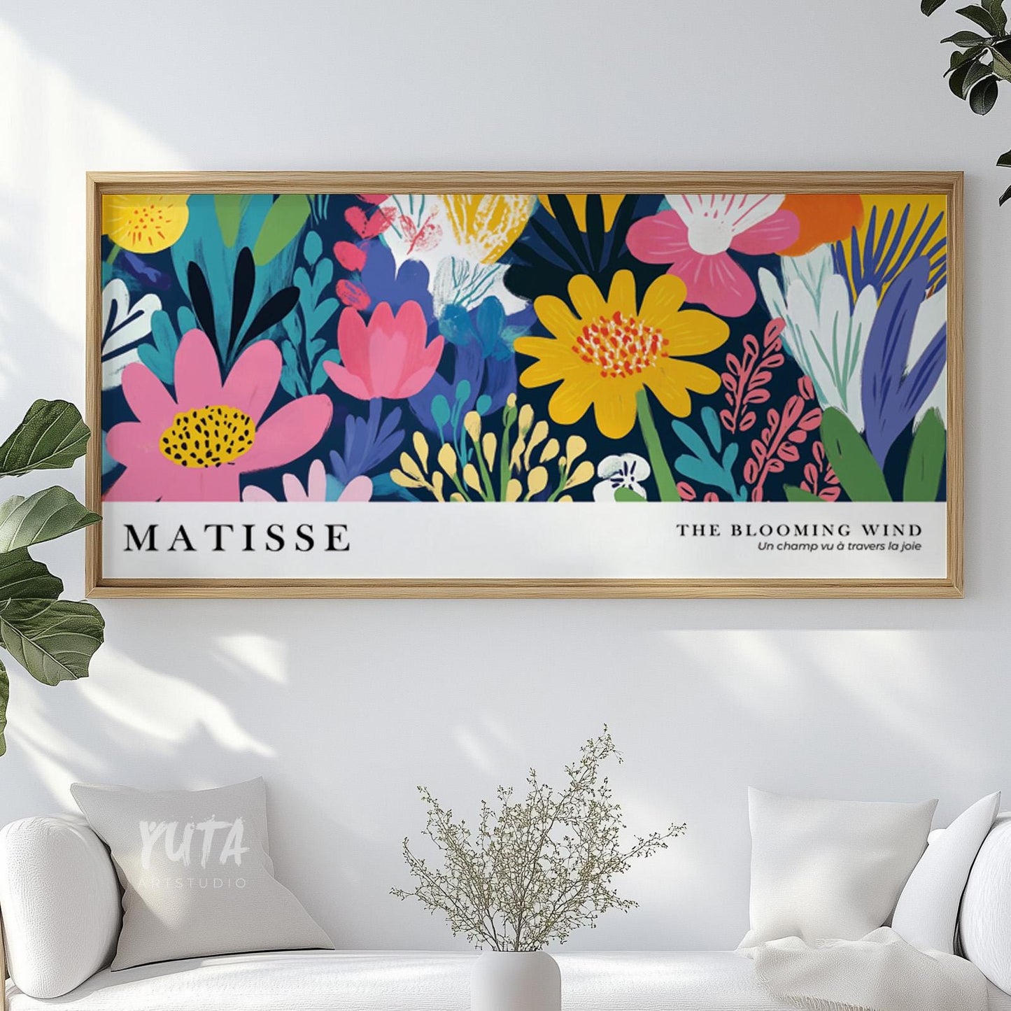 Wildflower wall art inspired by Matisse featuring colorful flowers and contemporary botanical styling